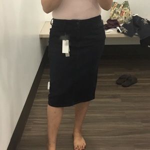 Black denim pencil skirt knee length